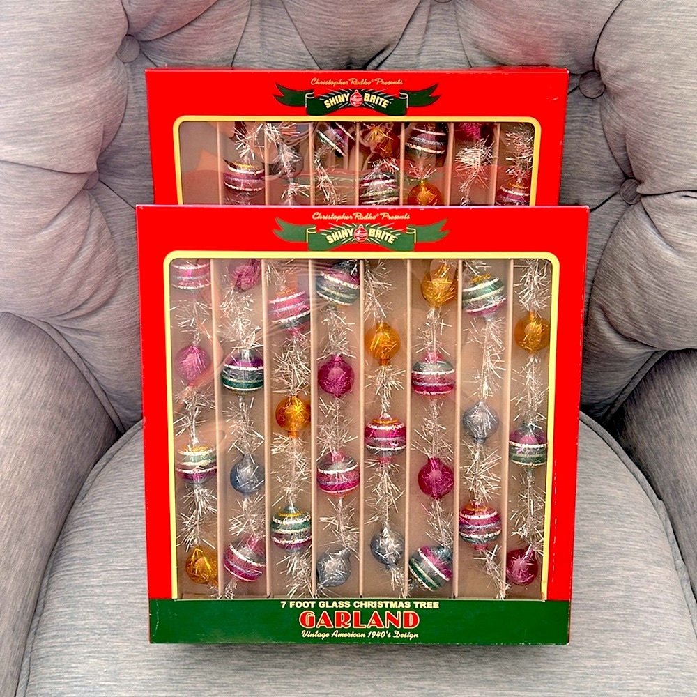 (2) Christopher Radko Glass Garland 7 feet each